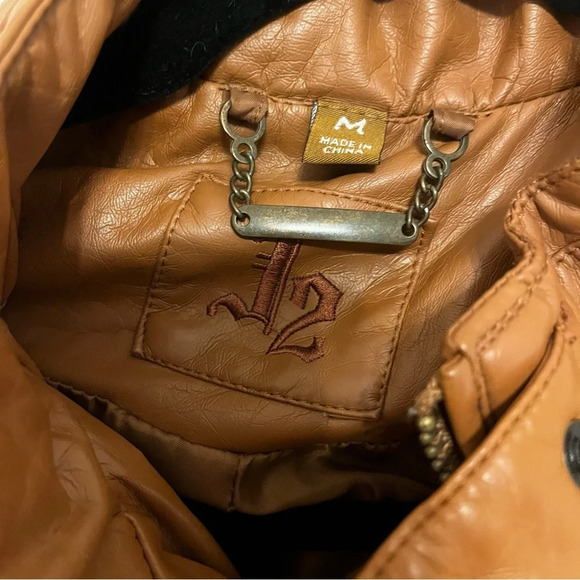J2 faux leather camel brown jacket juniors size medium moto style - Picture 3 of 16